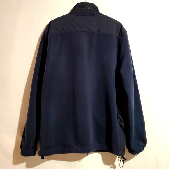 Nautica Men's Fleece Full Zip Jacket Size XL Mock Neck Toggle Hem Blue Pockets - Picture 2 of 10
